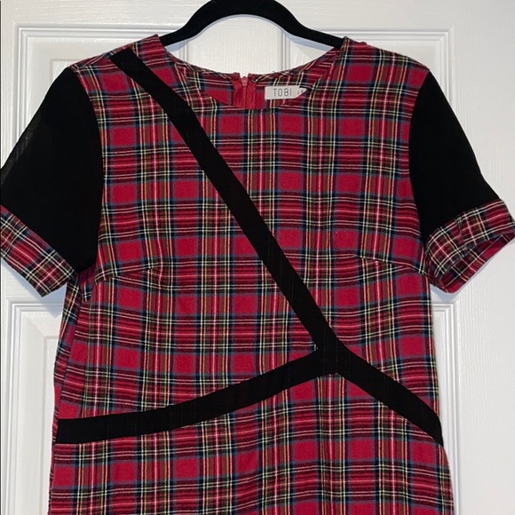 TOBI PLAID MESH MINI DRESS SIZE S - Picture 3 of 8